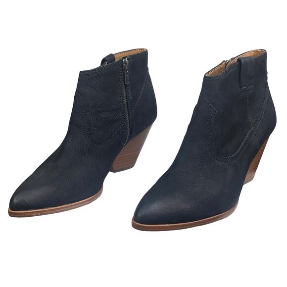 Frye Women’s Reina Black Leather Block Heel Ankle Boot Size US 8.5 - Picture 6 of 11